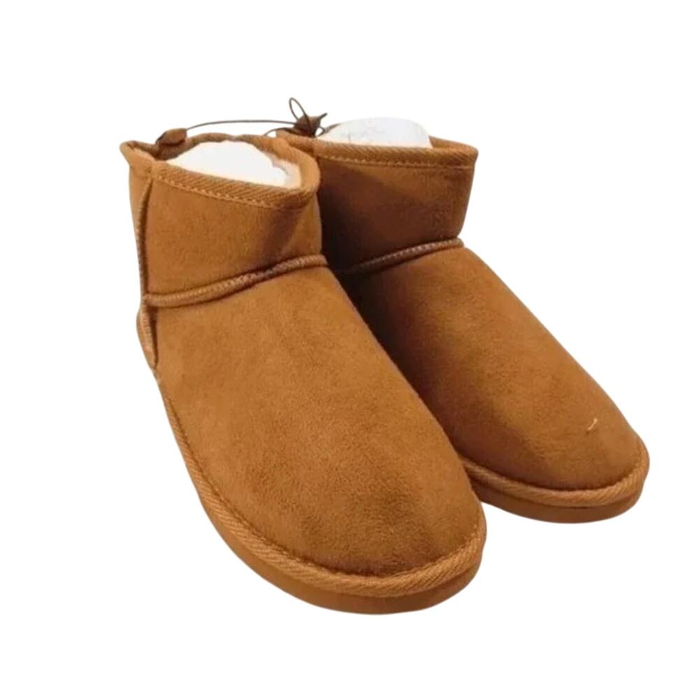 MIA Syndee Faux Fur Lined Cozy Booties 9 NWOT Brown Boots Slip On